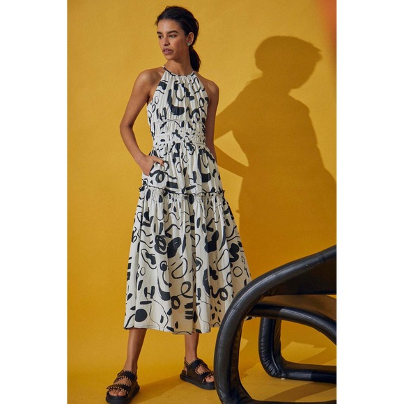 Hunter Bell Turner Dress Size 4 Cotton Abstract Printed‎ Midi Dress - Picture 12 of 12